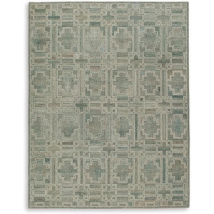 image:imageSignature Design by Ashley Jossland Casual Indoor Geometric Handmade 5 x 7 Rug Green amp Beige79 x 101 Rectangular
