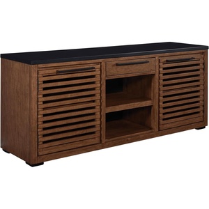 image:imageSignature Design by Ashley Kallari Casual Credenza with AntiTipping and Adjustable Shelf Dark Brown amp Black