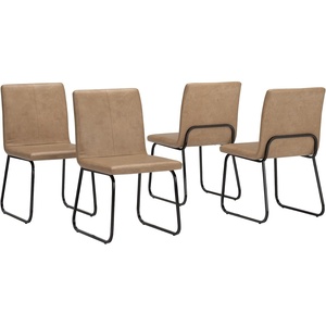 image:imageSignature Design by Ashley Pharwynn Faux Leather Upholstered Dining Chairs Set of 4 Cushioned Seat Sturdy Metal Frame Contemporary Kitchen Seating Toast BrownLight Brown