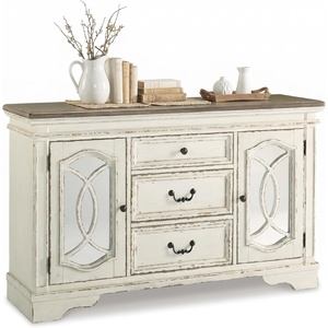 image:imageSignature Design by Ashley Realyn Dining Server 59 in W Chipped WhiteAntiqued White  Medium Brown