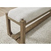 image:imageSignature Design by Ashley Cabalynn Farmhouse Upholstered Dining Bench Foam Cushion Hardwood Solids 635 W x 165 D x 1975 H Beige amp Light Brown