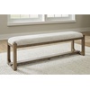 image:imageSignature Design by Ashley Cabalynn Farmhouse Upholstered Dining Bench Foam Cushion Hardwood Solids 635 W x 165 D x 1975 H Beige amp Light Brown