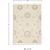 image:imageSignature Design by Ashley Calkin Vintage Indoor Floral Handmade Wool Blend 8 x 10 Rug with Fringe Design Beige amp Light Brown5x7