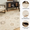 image:imageSignature Design by Ashley Calkin Vintage Indoor Floral Handmade Wool Blend 8 x 10 Rug with Fringe Design Beige amp Light Brown8x10