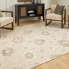 image:imageSignature Design by Ashley Calkin Vintage Indoor Floral Handmade Wool Blend 8 x 10 Rug with Fringe Design Beige amp Light Brown8x10