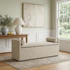 image:imageSignature Design by Ashley Galliden Upholstered Dining Bench with Storage Under Seat Top Casual Bench with Casters for Kitchen or Breakfast Nook Seating Neutral