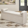 image:imageSignature Design by Ashley Galliden Upholstered Dining Bench with Storage Under Seat Top Casual Bench with Casters for Kitchen or Breakfast Nook Seating Neutral