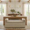 image:imageSignature Design by Ashley Galliden Upholstered Dining Bench with Storage Under Seat Top Casual Bench with Casters for Kitchen or Breakfast Nook Seating Neutral