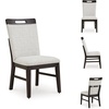 image:imageSignature Design by Ashley Rowanbeck Contemporary Upholstered Dining Chair with Casters Set of 2 WhiteLight GrayBrown