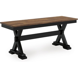 image:imageSignature Design by Ashley 1Piece Wood Dining Bench 48 2Tone FarmhouseDining Bench