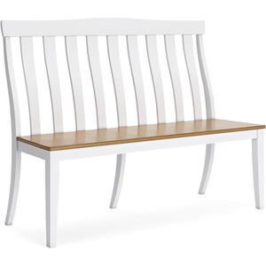 image:imageSignature Design by Ashley Ashbryn Farmhouse Armless Dining Double Chair with Bent Slat Back White amp Light Brown