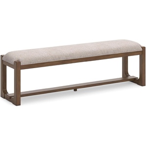 image:imageSignature Design by Ashley Cabalynn Farmhouse Upholstered Dining Bench Foam Cushion Hardwood Solids 635 W x 165 D x 1975 H Beige amp Light Brown