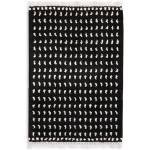 image:imageSignature Design by Ashley Minston Contemporary 5 x 7 Machine Woven Dot Design with Braided Tassel Edge Medium Area Rug High Pile Black amp White5 x 7