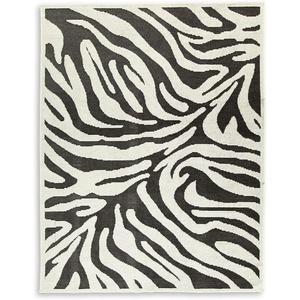 image:imageSignature Design by Ashley Thomwith Contemporary Indoor Washable Zebra Design 8 x 10 Rug with Non Slip Backing Black amp White710 x 101 Rectangular