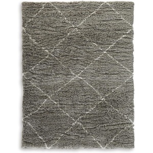image:imageSignature Design by Ashley Wrenlow Casual Indoor Stain Resistant Geometric 5 x 7 Shag Rug Gray amp WhiteGray  White