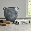 image:imageSignature Design by Ashley 12 Inch Rustic Ceramic Vase Distressed WhiteDark Blue