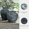 image:imageSignature Design by Ashley 12 Inch Rustic Ceramic Vase Distressed WhiteDark Blue