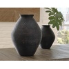 image:imageSignature Design by Ashley 12 Inch Rustic Ceramic Vase Distressed WhiteDark Brown