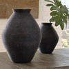 image:imageSignature Design by Ashley 12 Inch Rustic Ceramic Vase Distressed WhiteDark Brown