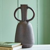 image:imageSignature Design by Ashley Aadeen Transitional Indoor 17 Distressed Terra Cotta Tabletop Vase with Handle Dark Brown