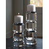 image:imageSignature Design by Ashley Brentley Contemporary Crystal and Metal Pillar Candle Holder Set Set of 2 Chrome