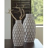 image:imageSignature Design by Ashley Dionna Geometric 2 Piece Ceramic Bottle Neck Vase Set White and Brown