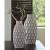 image:imageSignature Design by Ashley Dionna Geometric 2 Piece Ceramic Bottle Neck Vase Set White and Brown