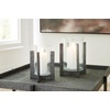 image:imageSignature Design by Ashley Garekton Casual Candle Holder Set for Pillar Candles Set of 2 Gray amp Glass