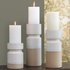 image:imageSignature Design by Ashley Hurston Casual Glazed Ceramic Candle Holder Set of 3 Beige amp White