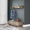 image:imageSignature Design by Ashley Neilsville Wall Mounted Coat Rack with Shelf WhitewashNatural Beige