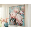 image:imageSignature Design by Ashley Parryville Classic Hand Painted Flower Wall Art 48 x 48 Inches Blue amp Pink