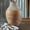 image:imageSignature Design by Ashley Reclove Casual Indoor Abstract Terra Cotta Tabletop Vase White amp Light BrownWhite  Light Brown