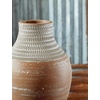 image:imageSignature Design by Ashley Reclove Casual Indoor Abstract Terra Cotta Tabletop Vase White amp Light BrownWhite  Light Brown