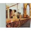 image:imageSignature Design by Ashley Shayward Contemporary Brooklyn Bridge Glass Wall Art 48 x 36 Inches Blue amp Light Brown
