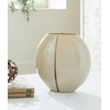 image:imageSignature Design by Ashley Sheabourne Contemporary Glass Vase Large 13 Inch Width Wide Mouth HandPainted CopperTone Line Tabletop Console Decor for Dry Florals Cream 125 H1025 W x 525 D x 9 H
