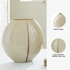 image:imageSignature Design by Ashley Sheabourne Contemporary Glass Vase Large 13 Inch Width Wide Mouth HandPainted CopperTone Line Tabletop Console Decor for Dry Florals Cream 125 H1025 W x 525 D x 9 H