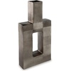 image:imageSignature Design by Ashley Wrengrove Vase Cast Aluminum Vase with Antiqued NickelTone Finish Sculptural Geometric Design for Faux and Dried Florals 988 W x 313 D x 2113 H988 W x 313 D x 21 H