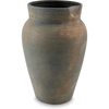 image:imageSignature Design by Ashley Brickmen Ceramic Vase 15 Inch Tall Rustic Tabletop Accent Textured Antique Gray Finish NonWatertight Decor for Faux and Dried Flowers Gray and Tan
