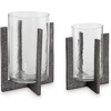 image:imageSignature Design by Ashley Garekton Casual Candle Holder Set for Pillar Candles Set of 2 Gray amp Glass