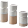image:imageSignature Design by Ashley Hurston Casual Glazed Ceramic Candle Holder Set of 3 Beige amp White