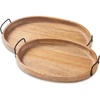 image:imageSignature Design by Ashley Oval Decorative Tray Set of 2 Rustic Brown