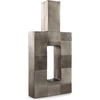 image:imageSignature Design by Ashley Wrengrove Vase Cast Aluminum Vase with Antiqued NickelTone Finish Sculptural Geometric Design for Faux and Dried Florals 988 W x 313 D x 2113 H988 W x 313 D x 21 H