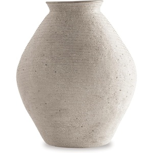image:imageSignature Design by Ashley 12 Inch Rustic Ceramic Vase Distressed WhiteTan