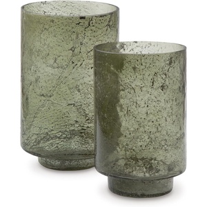 image:imageSignature Design by Ashley 2Piece Green Glass Pillar Candle Holder Set