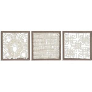 image:imageSignature Design by Ashley 3Piece Framed Abstract Wall Art CreamTaupe