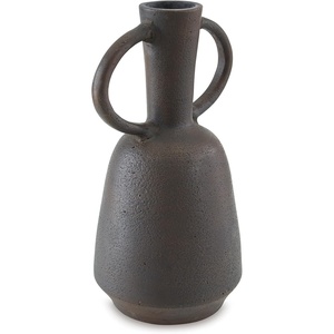 image:imageSignature Design by Ashley Aadeen Transitional Indoor 17 Distressed Terra Cotta Tabletop Vase with Handle Dark Brown