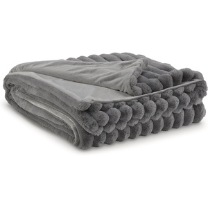 image:imageSignature Design by Ashley Alsonwell Throw Grey Striped Faux Fur BlanketGray
