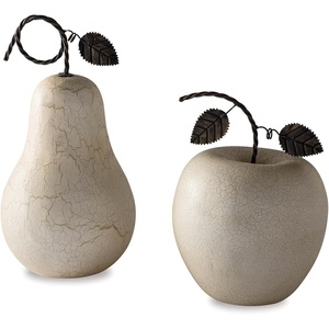 image:imageSignature Design by Ashley Apple Pear Sculpture Set Antique White DecorApple  Pear