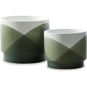image:imageSignature Design by Ashley Ardenridge Contemporary Ceramic Planter Set of 2 White amp Green