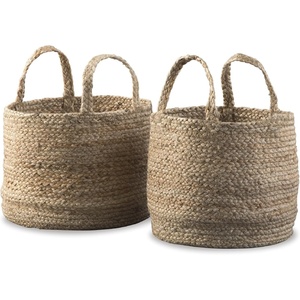 image:imageSignature Design by Ashley Brayton Jute Basket Set of 2 with HandlesLight Brown